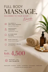 Full body massage, delivered to your door in Nairobi +254718659310 in Westlands on Funga Deal
